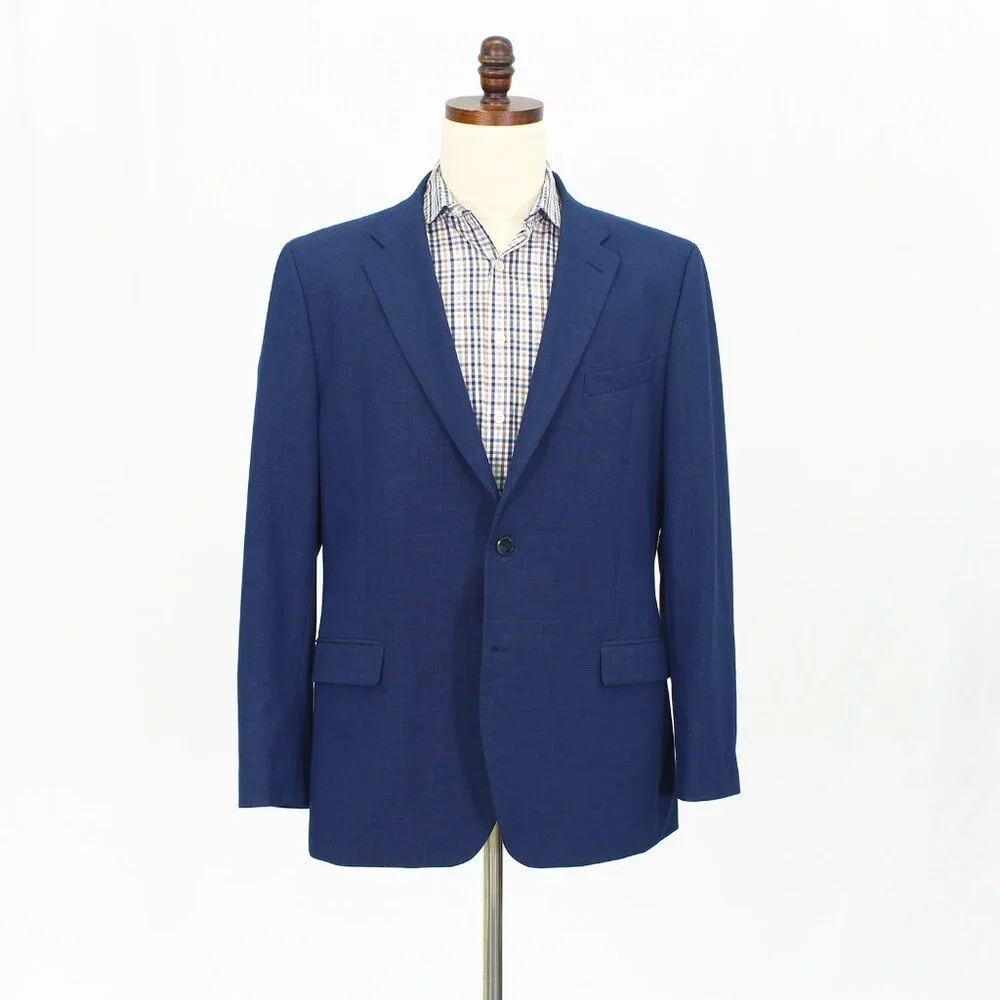 Nautica 46R Blue Blazer Sport Coat Jacket 2-Button Check Y267